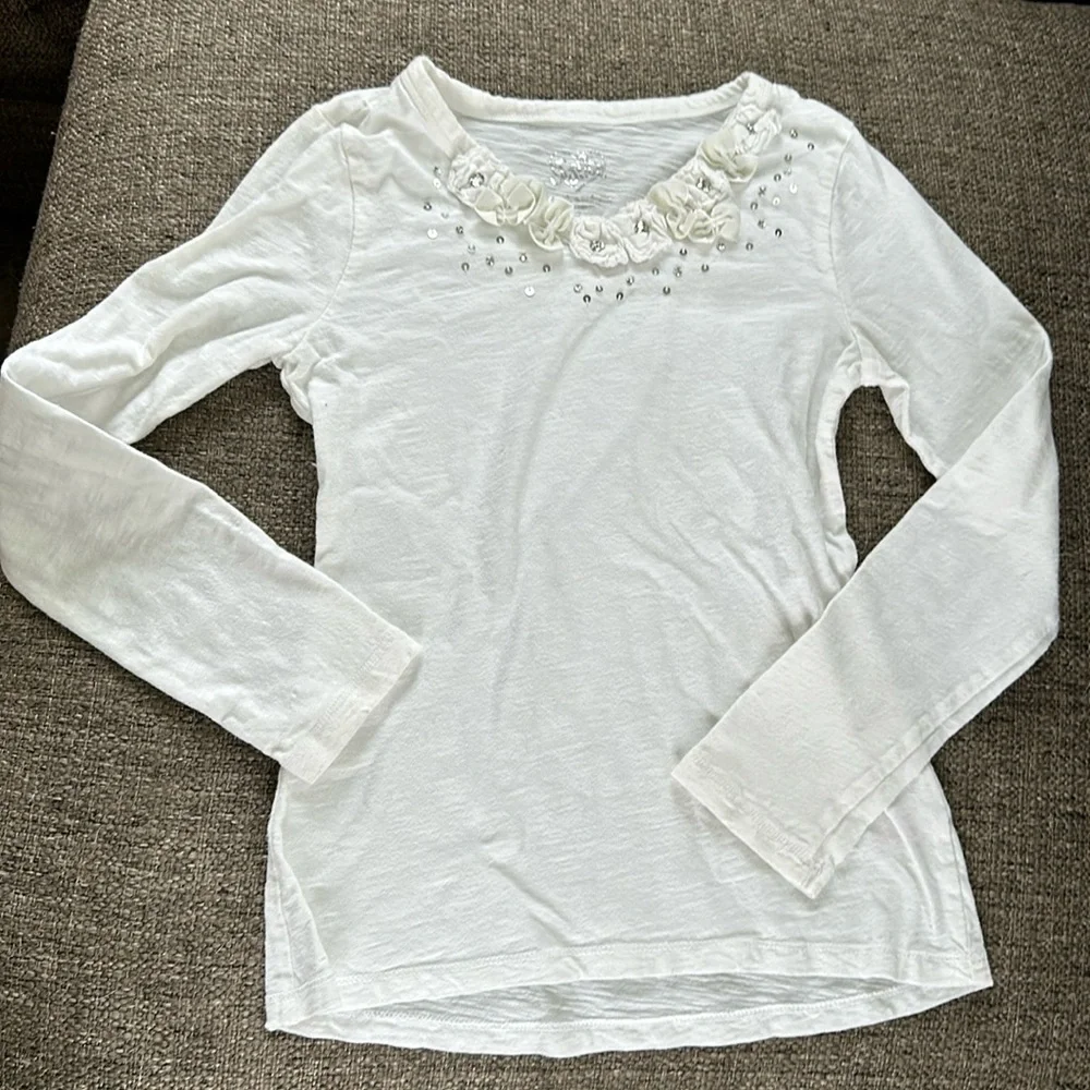 Justice Girls White Long Sleeve T-Shirt size 8